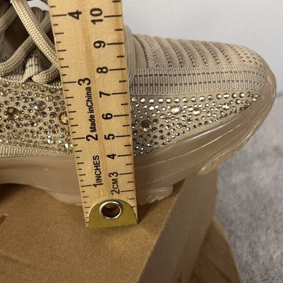 Steve Madden NYC Sneakers Women's  SZ 9.5 Beige Maxima Rhinestone Shoes - Picture 7 of 15